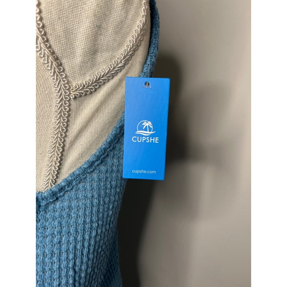 Cupshe Blue Textured Knit Tank Dress - Picture 2 of 5
